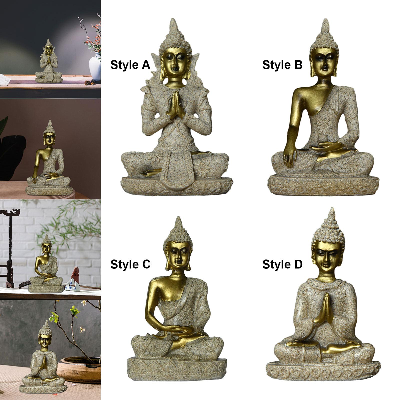 Resin Art Work - 仏教風の装飾品。樹脂製の仏像。家庭やオフィス、テーブルに飾るのに適した彫刻。タイの工芸品。アンティーク調の置物。