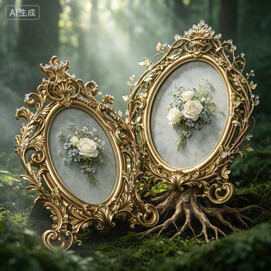 Resin Art Wedding Gift - レトロゴールドオーバル樹脂製フォトフレーム、デスクトップ装飾、結婚式、パーティー、ホームアートクラフトギフト用 - オーバル写真立て