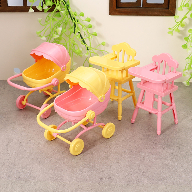 Resin Art Baby - ミニベビーカー1セット、人形用おもちゃ、子供用ダイニングテーブル、ドールハウスシミュレーション、子供用ロールプレイングゲーム