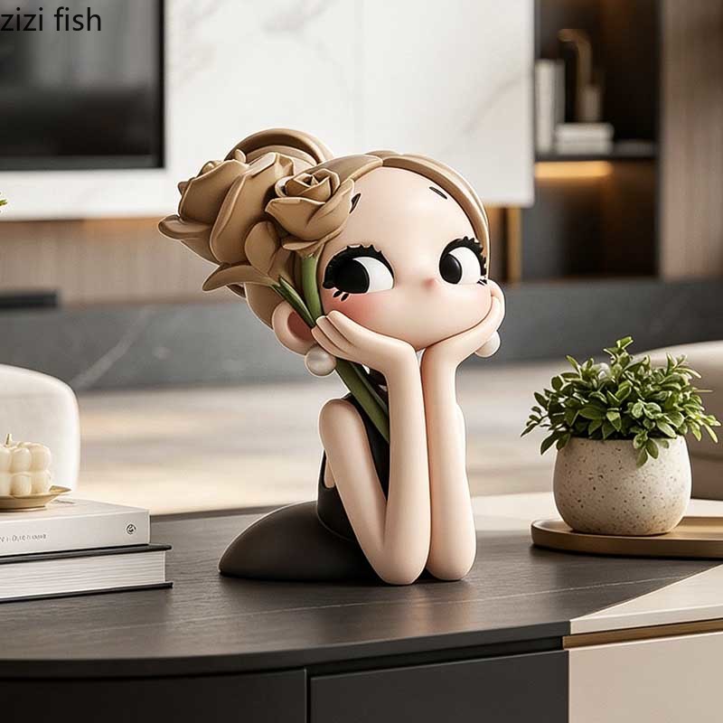 かわいいローズガールバスト像樹脂キャラクター彫刻置物モダンな - Resin Art Rose のレビューと価格