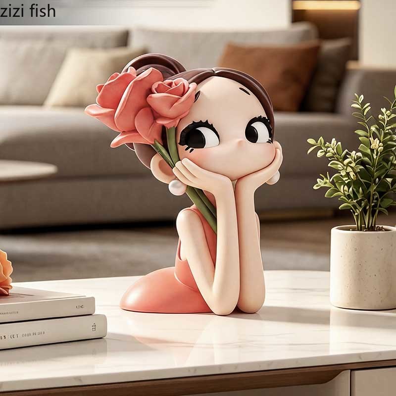 かわいいローズガールバスト像樹脂キャラクター彫刻置物モダンな - Resin Art Rose のレビューと価格