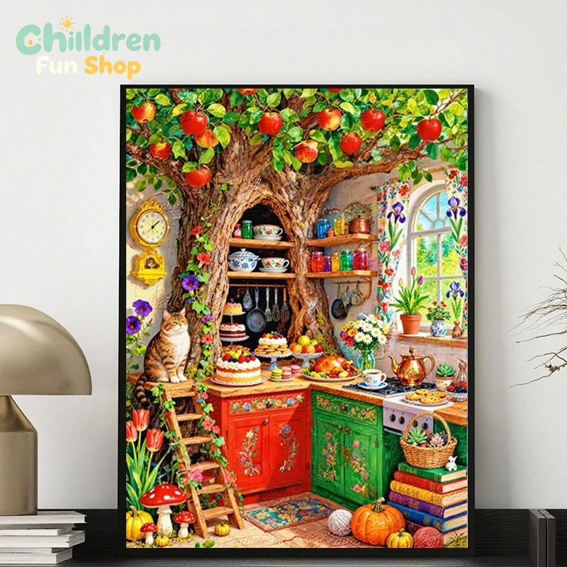 猫と料理がテーマの、おもしろい木のくり抜き模様のキッチン。D - Resin Art Wallpaper のレビューと価格